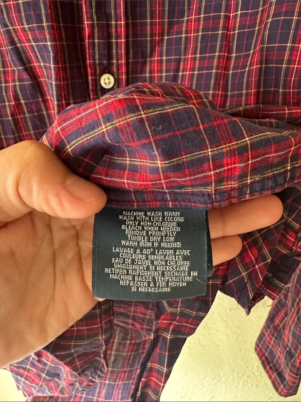 Polo by Ralph Lauren Navy and Red Plaid Button-Down Shirt EUC